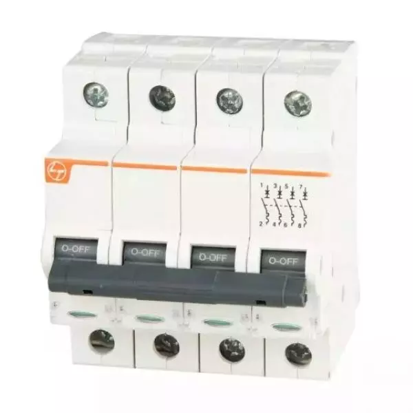 L&T MCB Four Module 25 A Current Rating 1000 V DC for Industrial Use, BK2025DC