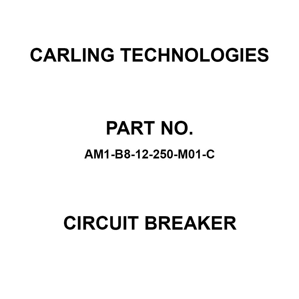 CARLING TECHNOLOGIES Hydraulic-Magnetic Circuit Breaker 500 mA, AM1-B8-12-250-M01-C