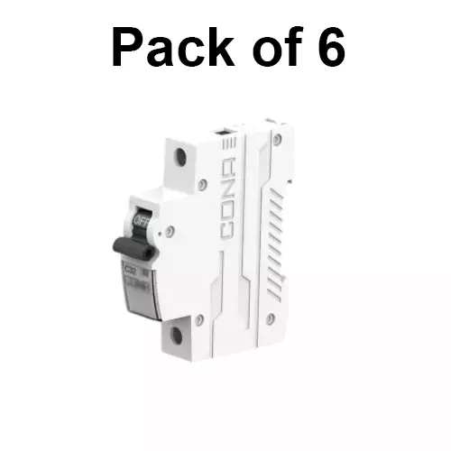 Cona Miniature Circuit Breaker (MCB) Safetrip B Type 40 Amp, 6 kA Single Pole Neutral, 3641 (Pack of 6 Pcs)