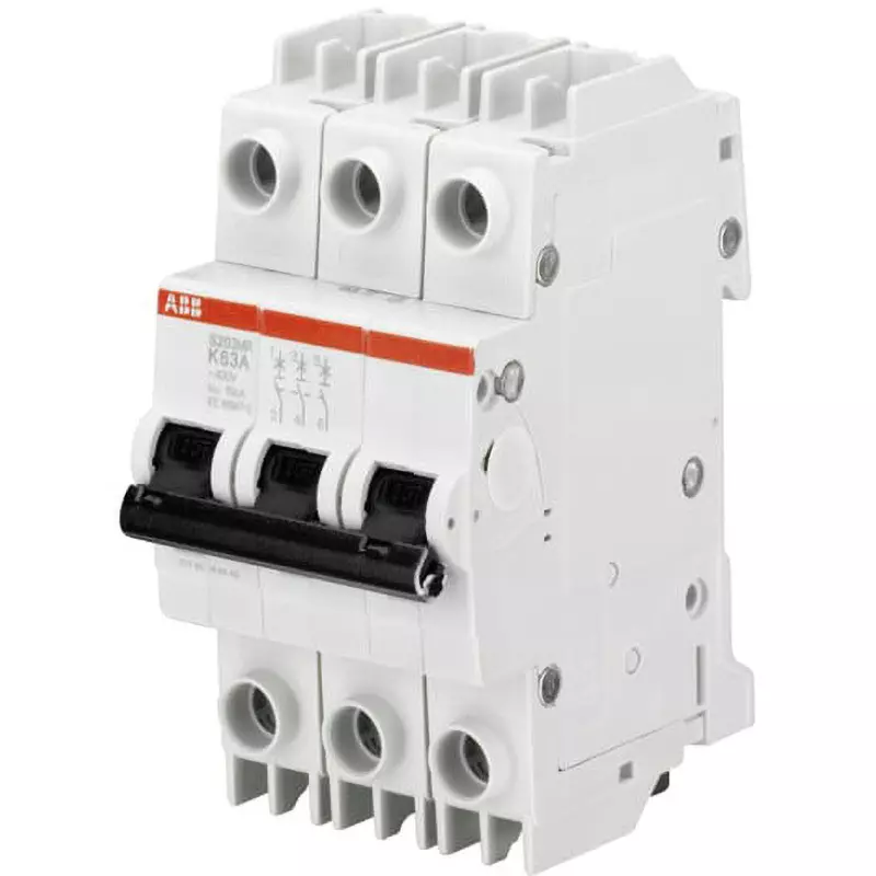 ABB Miniature Circuit Breaker 6 Amp Rated Current 3P Electrodes, S203MR-K6 MCB