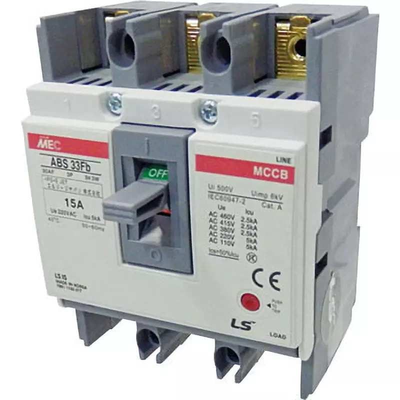 LS Electric No Fuse Breaker 15 Amp Current AC460 Voltage, ABS33Fb/15A