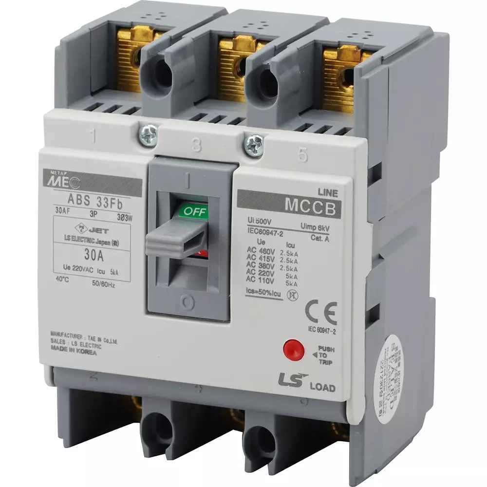 LS Electric No Fuse Breaker 30 Amp Current AC460 Voltage, ABS33Fb/30A
