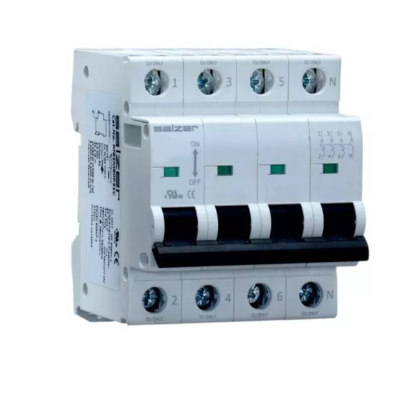 Salzer MCB Supplementary Protector 63 Amp 3 Pole + Neutral 10 kA Short Circuit UL 1077 For Domestic & Commercial Application (Pack of 3 Pcs)