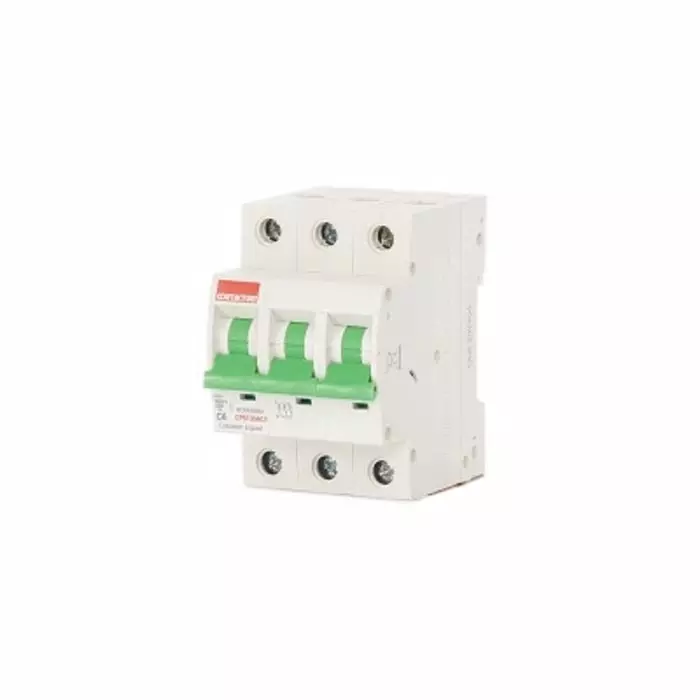 Contactum MCB 3P 6A Curve C 415 V AC 10 kA Breaking Capacity, CPB1006C3