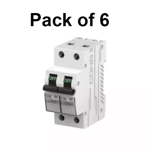 cona-miniature-circuit-breaker-mcb-safetrip-b-type-6-amp-6-ka-double-pole-3436-pack-of-6-pcs