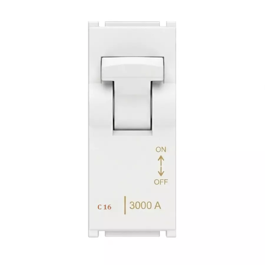 Goldmedal Air MCB Single Pole 3 kA Breaking Capacity 240 V Absolute White 16 A Current Current 1 Module for Commecial and Industrial Use, 181079