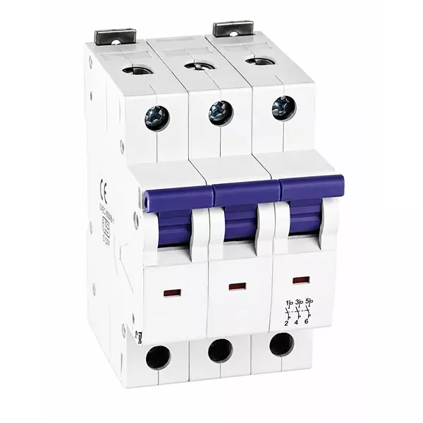 Gold Coast C Series MCB Triple Pole 10 kA Breaking Capacity 63 A Current Rating White Plastic for Home & Office Use, GCTP063