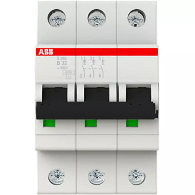 ABB Miniature Circuit Breaker 32 Amp Rated Current 3P Electrodes, S203-B32