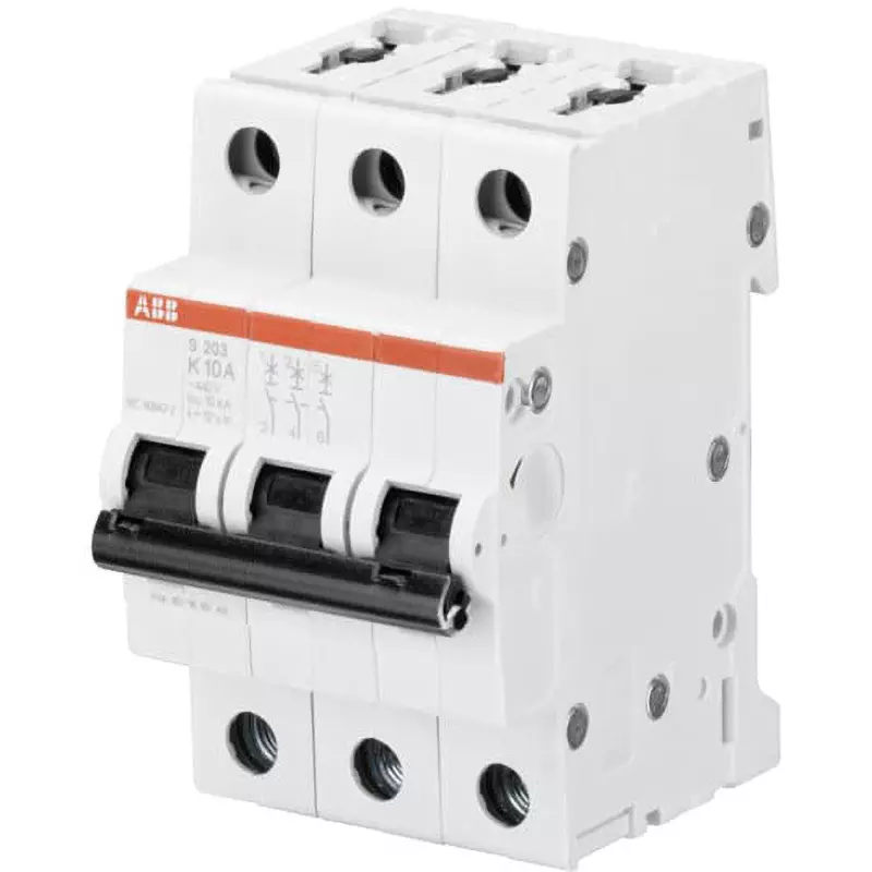 ABB Miniature Circuit Breaker 10 Amp Rated Current 3P Electrodes, S203-K10