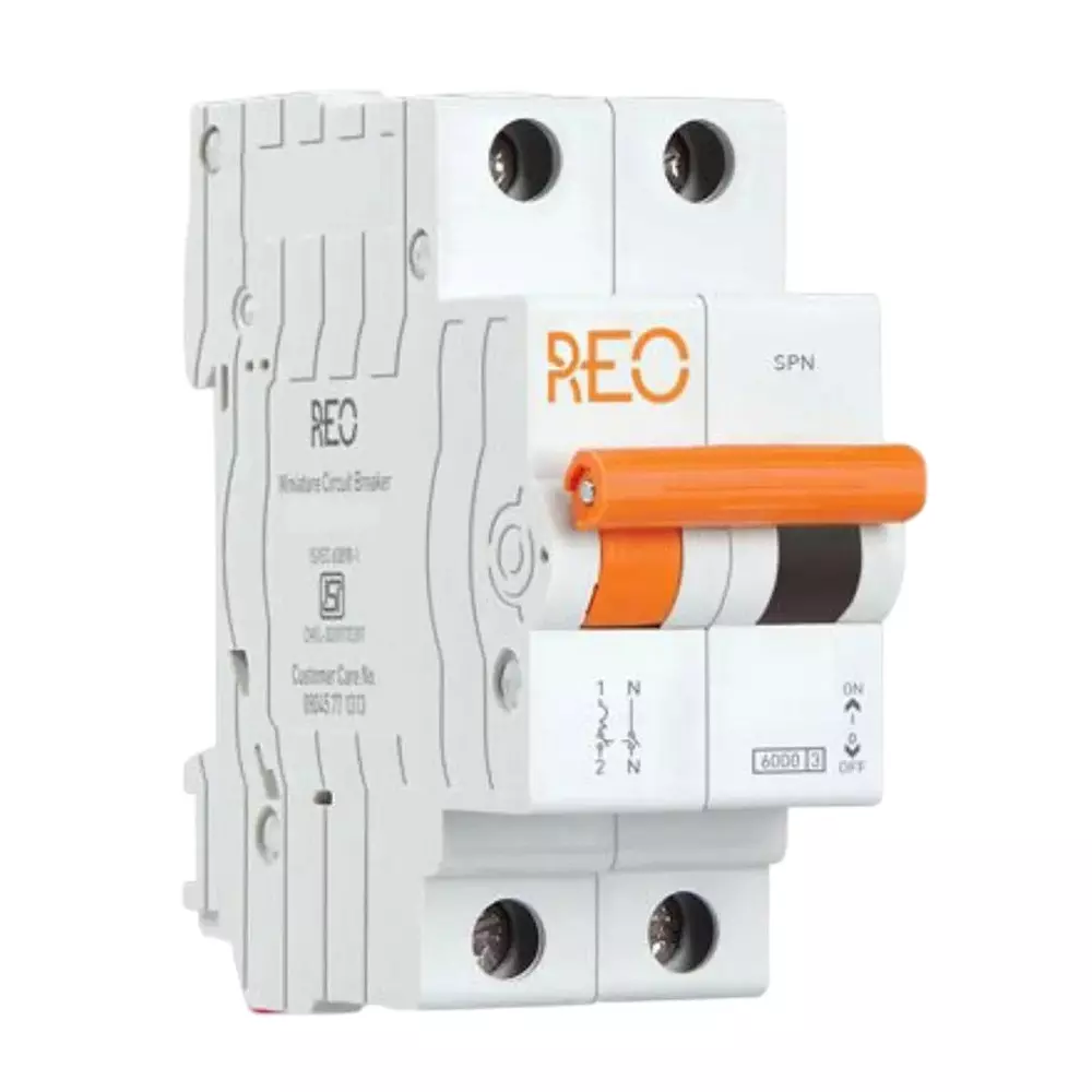 Reo Miniature Circuit Breaker (MCB) 1 Pole + Neutral 63 Amp C Curve 6 kA Breaking Capacity, DHMXCSNZ063