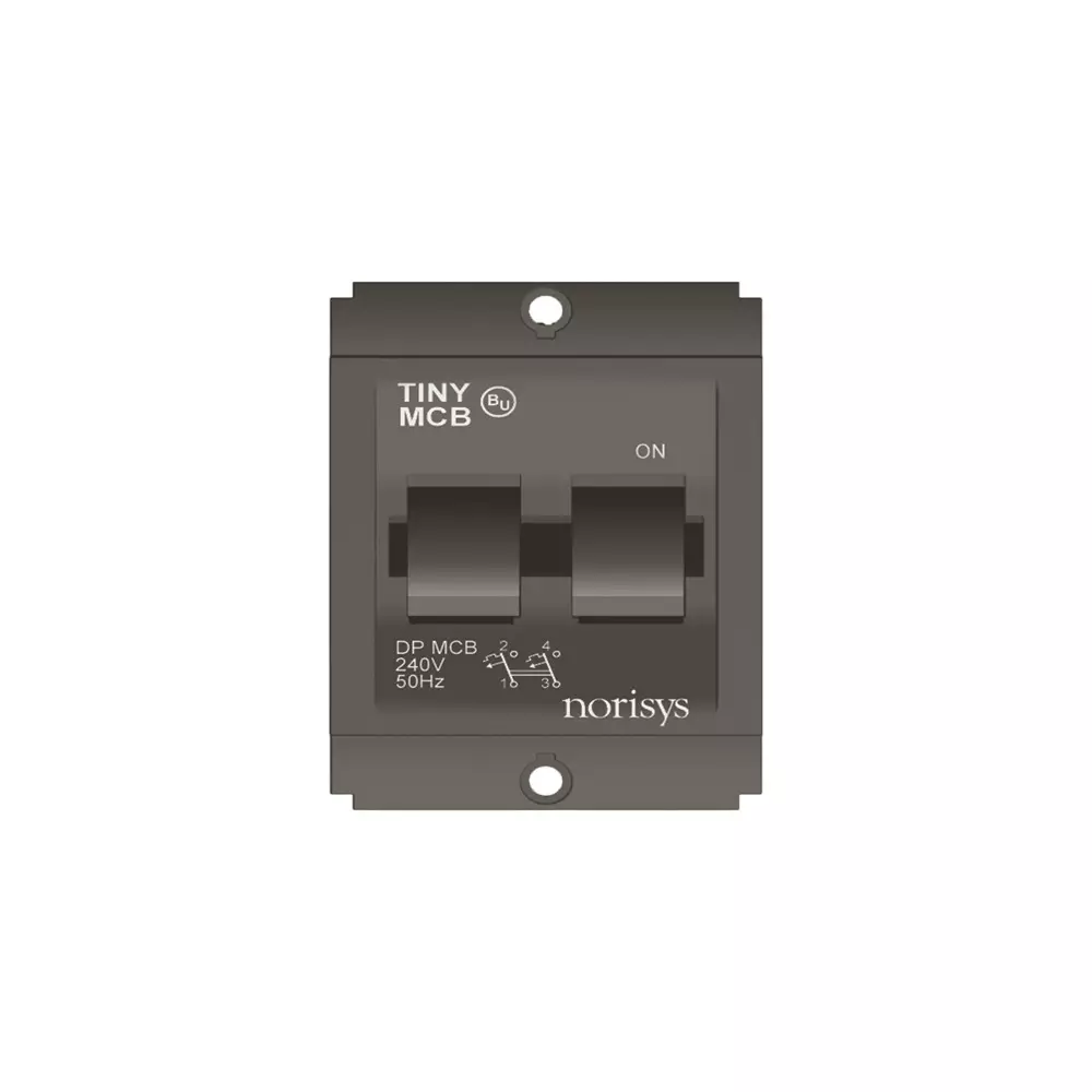 Norisys SQUARE Series Tiny MCB Graphite Gray Double Pole 2 Module 20 Amp, STTDP20 .23