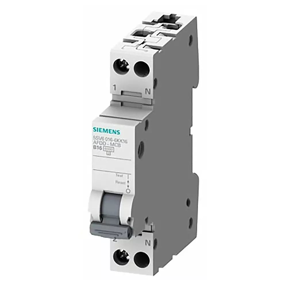 Siemens SENTRON 5SV6016 Fire Safety Circuit Breaker, 2P, 10A Curve B, 230V AC, 6 kA Breaking Capacity, 5SV6016-6KK10