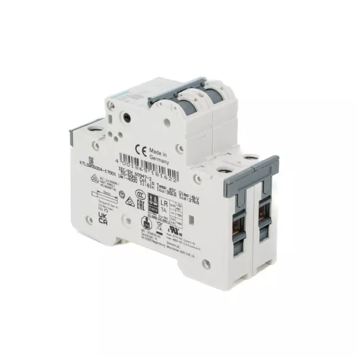 Siemens Sentron 5SY4 MCB, 2P, 6A Curve C, 400V AC, 10 kA Breaking Capacity, 5SY4206-7
