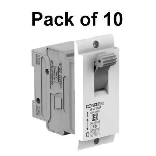 Cona Screw Type Tiny MCB Lighting B Type 40 Amp, Single Pole Neutral, T3646 (Pack of 10 Pcs)