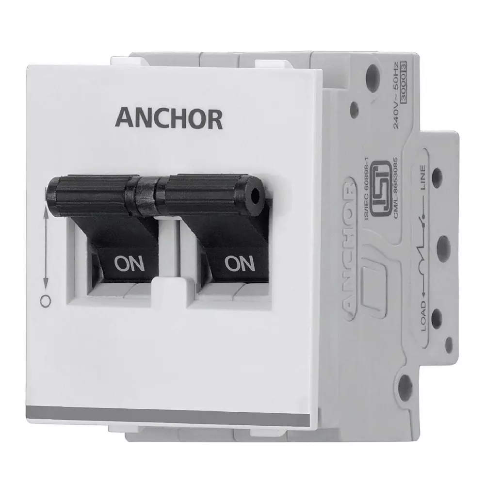 Anchor Roma Plus Classic Mini MCB Double Pole 32 A Current Rating White PVC Plastic for Industrial Use, 89991