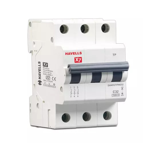Havells X7 Series 10 A Three Pole Miniature Circuit Breaker C Curve, DHMYCTPM010