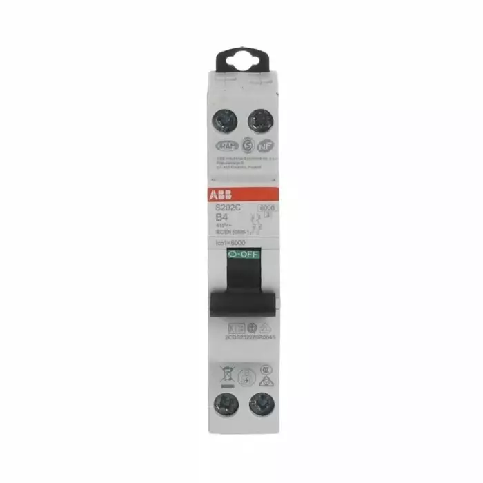 ABB S200C MCB, 2P, 4A Curve B, 415 V AC, 6 kA Breaking Capacity, 2CDS252280R0045