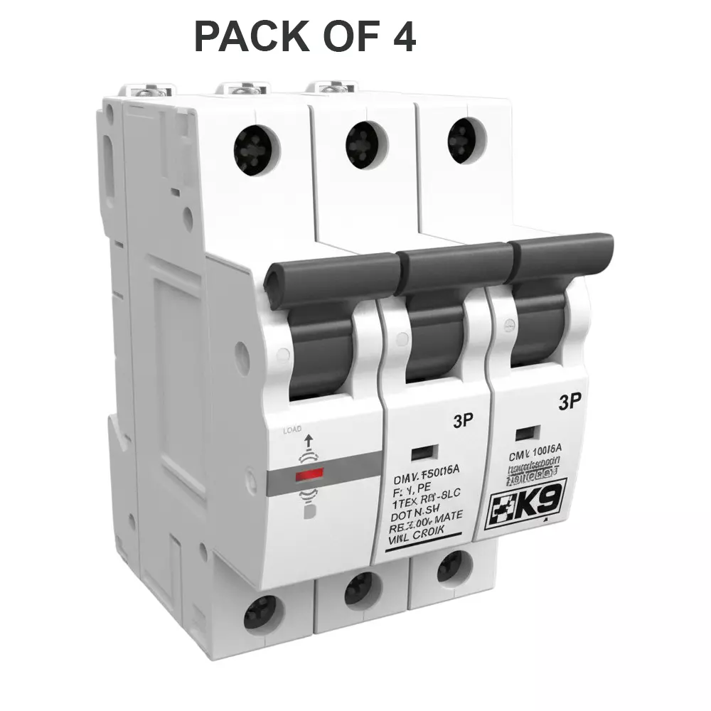 K9 Pro Safe Miniature Circuit Breakers Triple Pole C Type 16 Amp White, 6033 (Pack of 4)