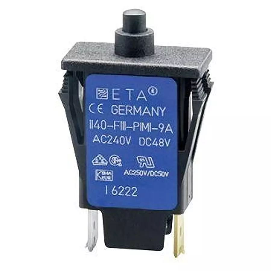 ETA Miniature Circuit Breaker 10 Amp 1 Pole Push to Reset Actuator 240 V AC, 1140-F114-P1M1-10A