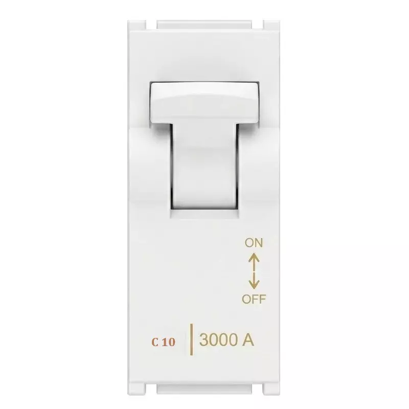 Goldmedal Air MCB Single Pole 3 kA Breaking Capacity 240 V Absolute White 10 A Current 1 Module for Commecial and Industrial Use, 181078