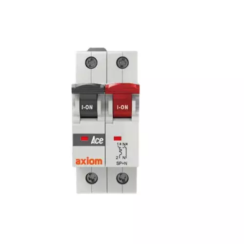 Axiom Ace Series Miniature Circuit Breakers (MCB) Single Pole Neutral 63 Amp C Curve 10 KA Mid Trip, AX 1N AC C63