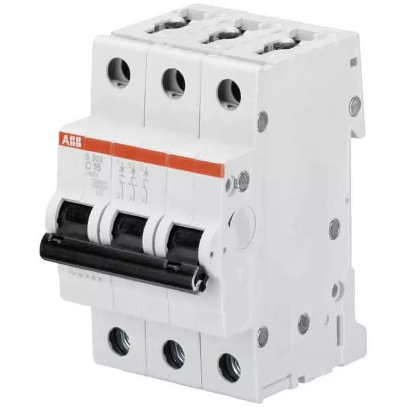 ABB Miniature Circuit Breaker 1.6 Amp Rated Current 3P Electrodes, S203-C1，6