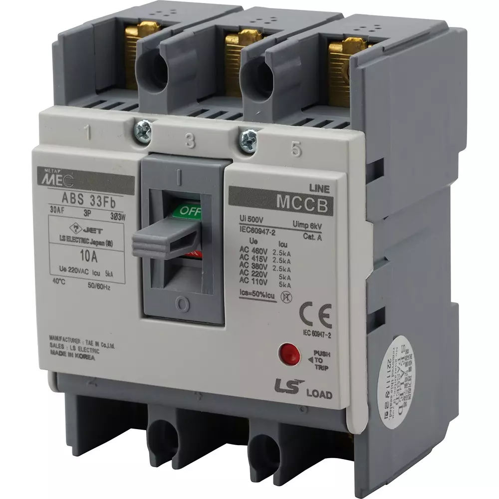 LS Electric No Fuse Breaker 10 Amp Current AC460 Voltage, ABS33Fb/10A