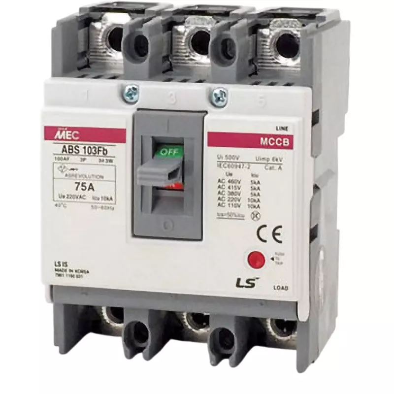 LS Electric No Fuse Breaker 75 Amp Current AC460 Voltage, ABS103Fb/75A