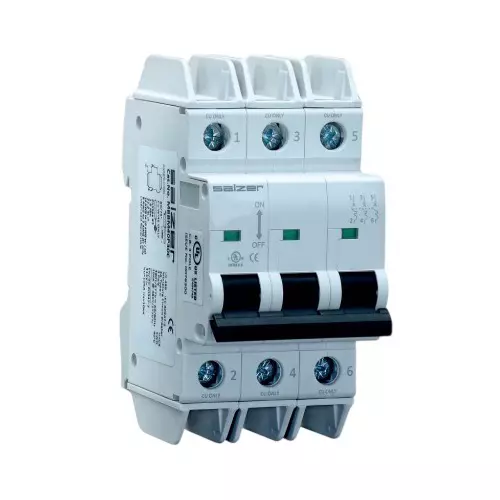 Salzer MCB Branch Protector 63 Amp 3 Pole 10 kA Short Circuit UL 489 For Motor Load & Industrial Applications (Pack of 4 Pcs)