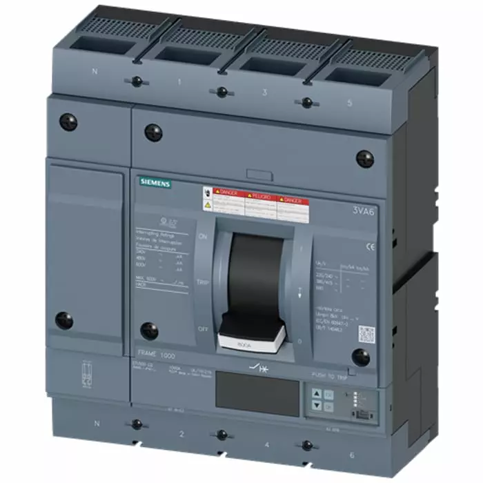 Siemens SENTRON MCCB Molded Case Circuit Breaker 4P 800A, Breaking Capacity 65 kA, Fixed Mount, 3VA6580-6JP42-0AA0