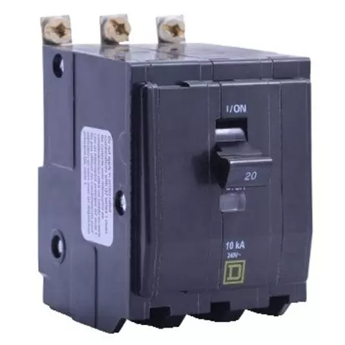 SQUARE D Circuit Breaker 20 Amp 3 Pole Lever Actuator 120 V AC, 240 V AC, QOB320FT
