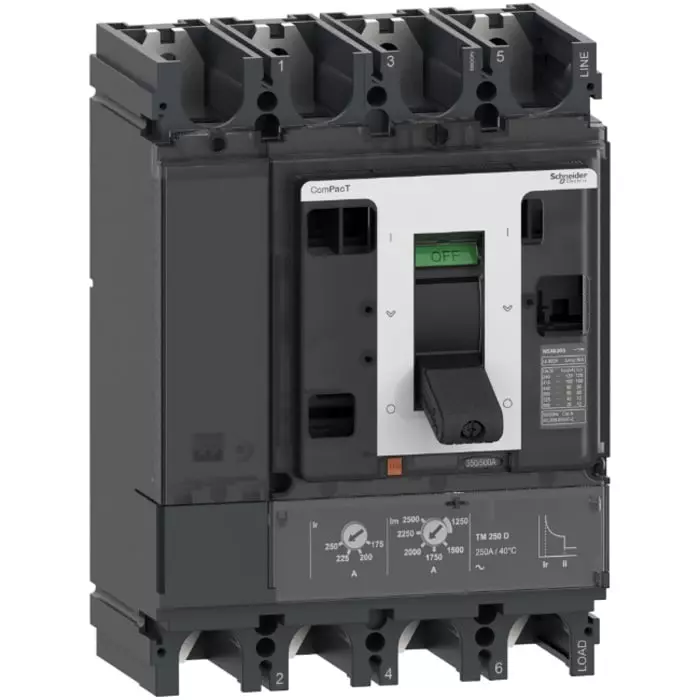 Schneider Electric NSX500 Fixed Mount 4 Pole 500 A Compact Range MCCB, C63F4TM500D1