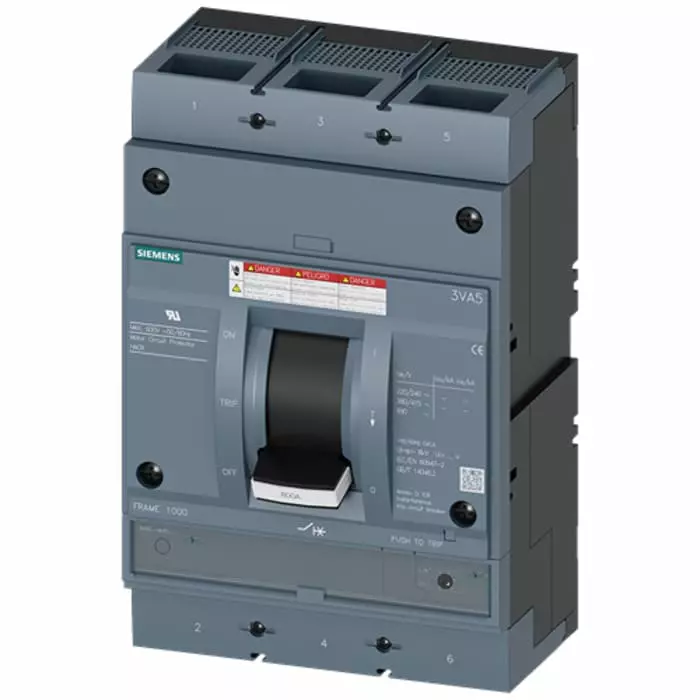 Siemens SENTRON MCCB Molded Case Circuit Breaker 3P 600A, Breaking Capacity 35 kA, Fixed Mount, 3VA5560-1MH32-0AA0