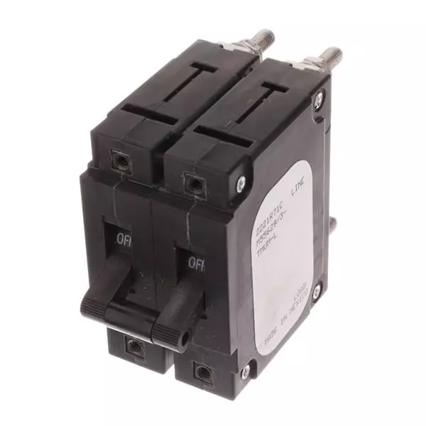 AIRPAX Circuit Breaker 5 Amp 2 Pole Toggle Actuator 250 V AC, IUGN66-1REC4-62F-5.00