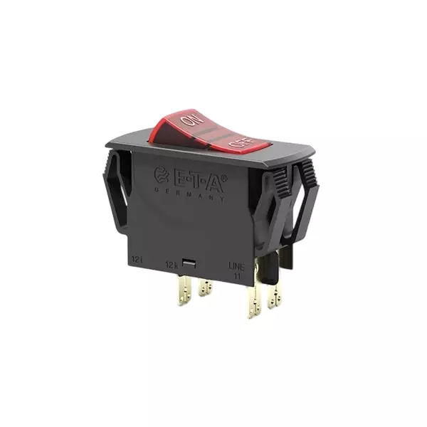 ETA Circuit Breaker 20 Amp 2 Pole Rocker Actuator 240 V AC, 3120-N321-P7T1-W14FR4-20A