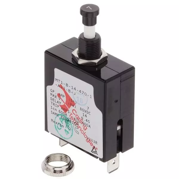 CARLING TECHNOLOGIES Circuit Breaker 7 Amp 1 Pole Push-Pull Actuator 125 V AC/250 V AC, MT1-B-14-470-1-A23-B-J