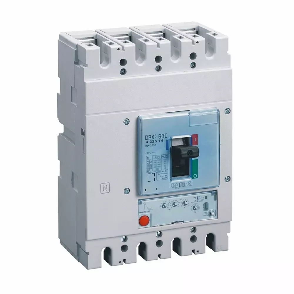 Legrand DPX³ 630 MCCB with New Electronics S1 Protection Unit 4 Poles 320 A Current and 50 kA Breaking Capacity, 422514
