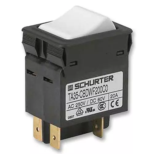 SCHURTER Circuit Breaker, 2P, 5A, TA35-CBTWF050C0