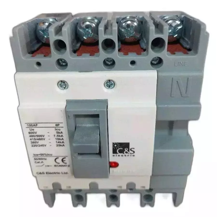 C&S Electric CS Series Molded Case Circuit Breakers (MCCB) 100 Amp 1 Frame 4 Pole 10 kA Breaking Capacity, CS2A4c100A