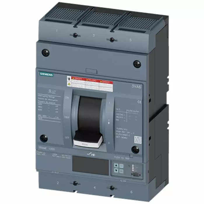 Siemens SENTRON MCCB Molded Case Circuit Breaker 3P 600A, Breaking Capacity 65 kA, Fixed Mount, 3VA6560-6JP36-0AA0