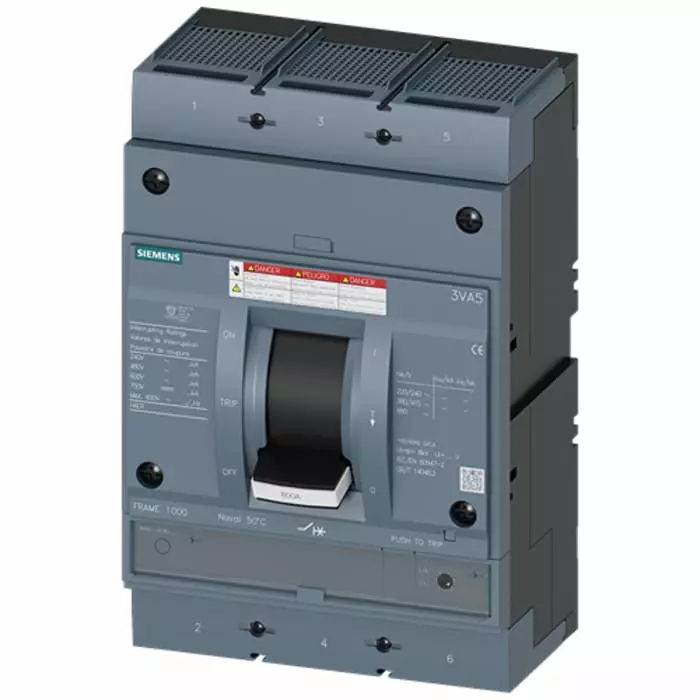 Siemens SENTRON MCCB Molded Case Circuit Breaker 3P 700A, Breaking Capacity 35 kA, Fixed Mount, 3VA5570-5EC36-1AA0