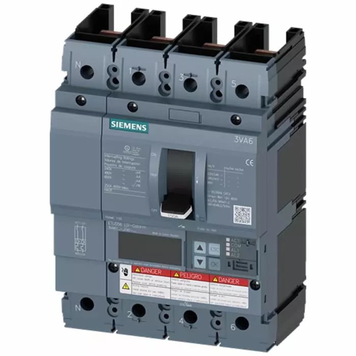 Siemens Sentron MCCB Molded Case Circuit Breaker 4P 40A, Breaking Capacity 2.5 kA, 3VA6140-8JT41-0AA0