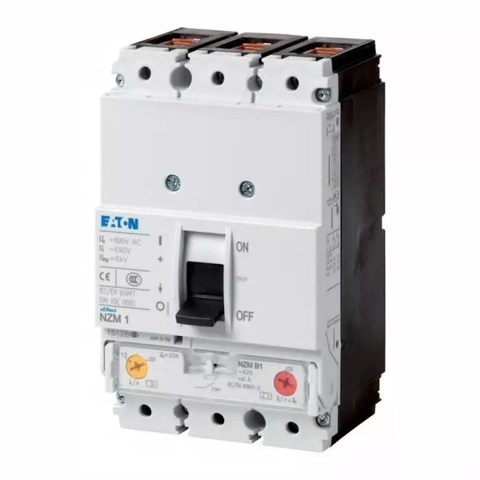 EATON Moeller NZM MCCB Molded Case Circuit Breaker 3P 63A, Breaking Capacity 7.5 kA, Fixed Mount, 284411 NZMH1-A63