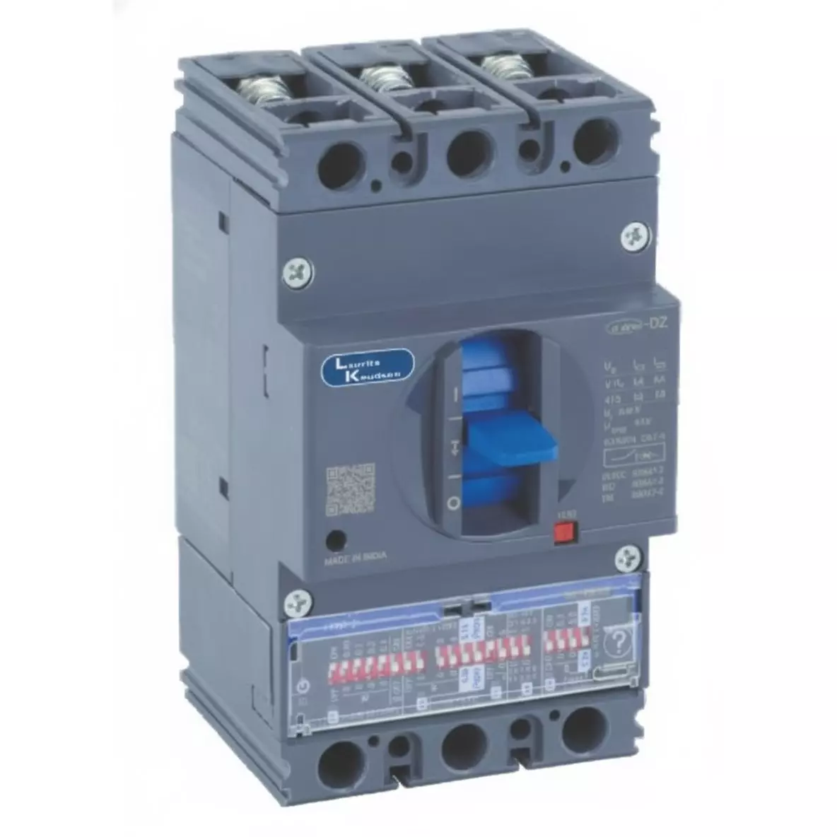 L&T (Lauritz Knudsen) Molded Case Circuit Breaker DZ2-160H, With Microprocessor Release iTRP1, 25-100 A Overload Release Range and 80 kA Breaking Capacity, DZ2T0100HXF1AOOOO
