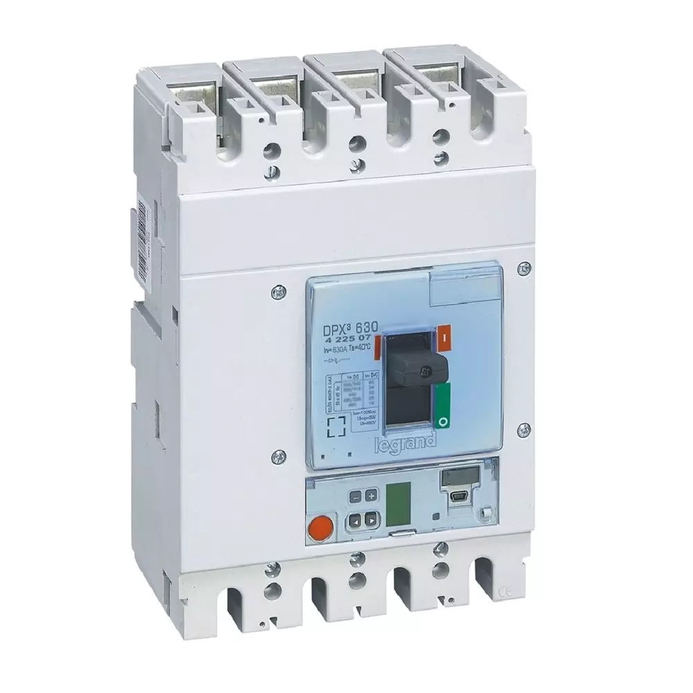 Legrand DPX³ 630 MCCB with New Electronics S1 Protection Unit 4 Poles 630 A Current and 36 kA Breaking Capacity, 422507