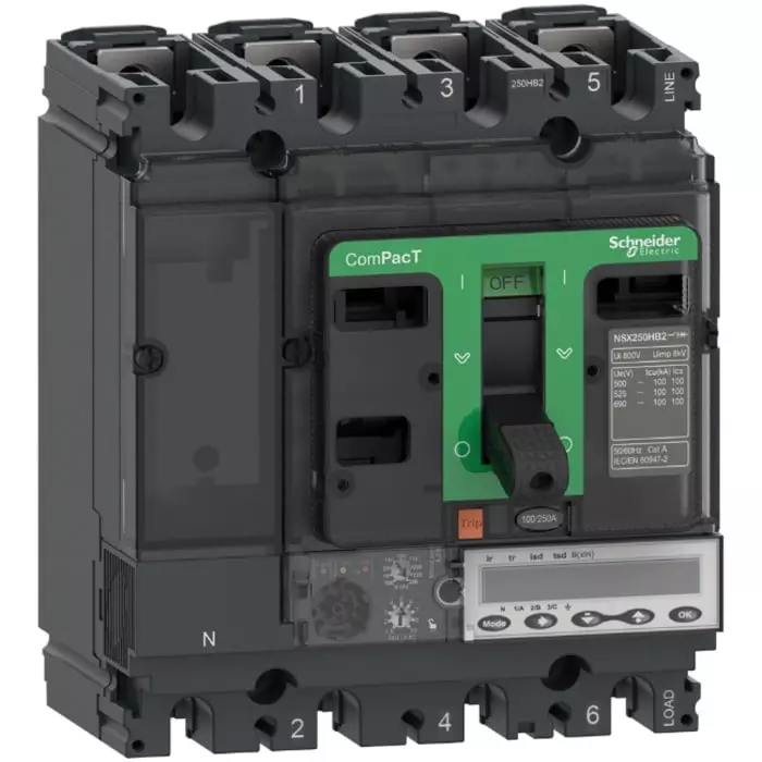 Schneider Electric NSX Fixed Mount 4 Pole 100 A Compact Range MCCB, C10V45E100