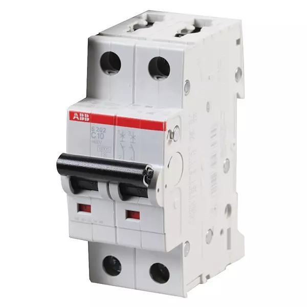 ABB Circuit Breaker, Thermal Mag, 2 Pole, S202-C10