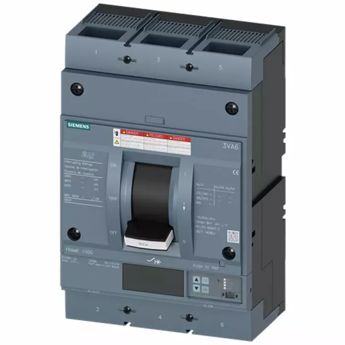 Siemens SENTRON MCCB Molded Case Circuit Breaker 3P 800A, Breaking Capacity 100 kA, Fixed Mount, 3VA6580-7JP32-0AA0
