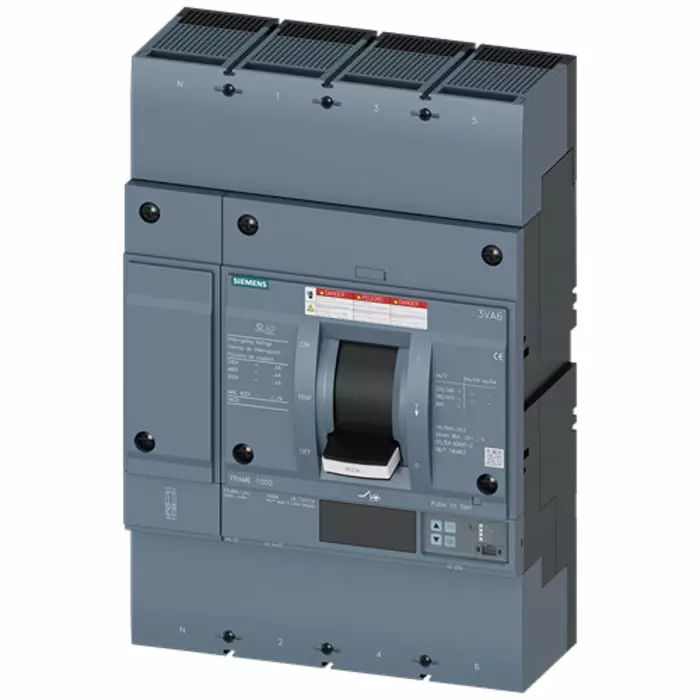Siemens SENTRON MCCB Molded Case Circuit Breaker 4P 800A, Breaking Capacity 35 kA, Fixed Mount, 3VA6580-5KQ46-0AA0