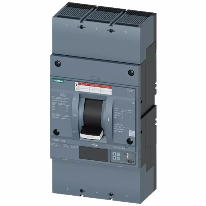 Siemens Sentron MCCB Molded Case Circuit Breaker 3P 1kA, Breaking Capacity 35 kA, Cable Mount, 3VA6610-7JP36-0AA0
